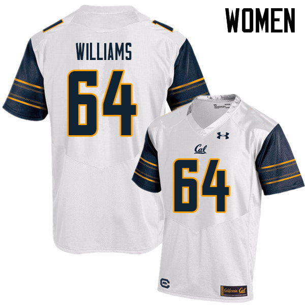 Women #64 Gentle Williams Cal Bears UA College Football Jerseys Sale-White - Click Image to Close